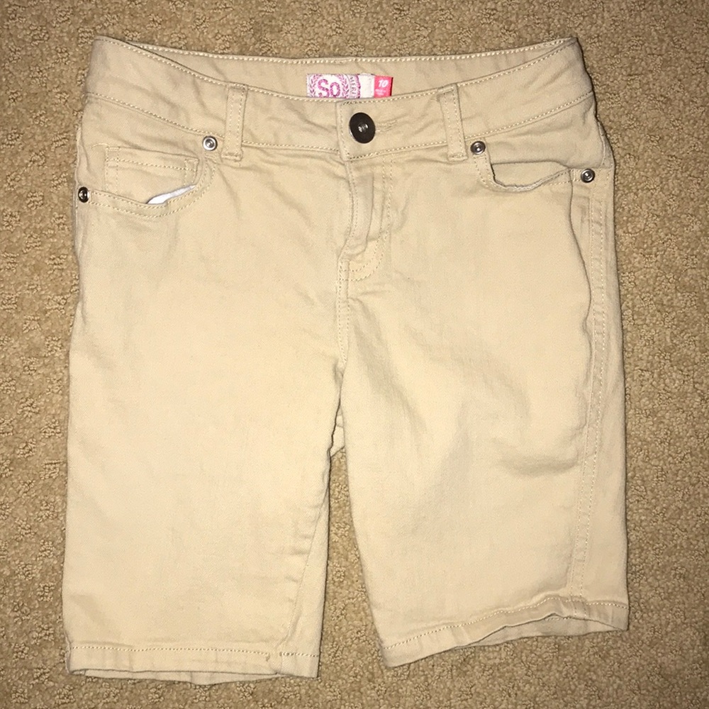 Khaki uniform girls shorts